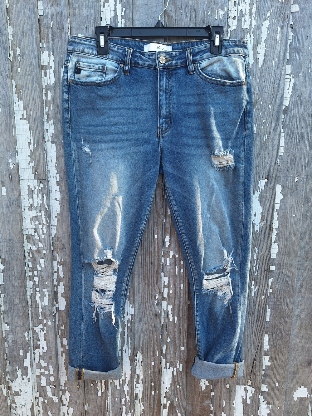 KanCan Distressed Blue High-Rise Ripped Jeans Size 28